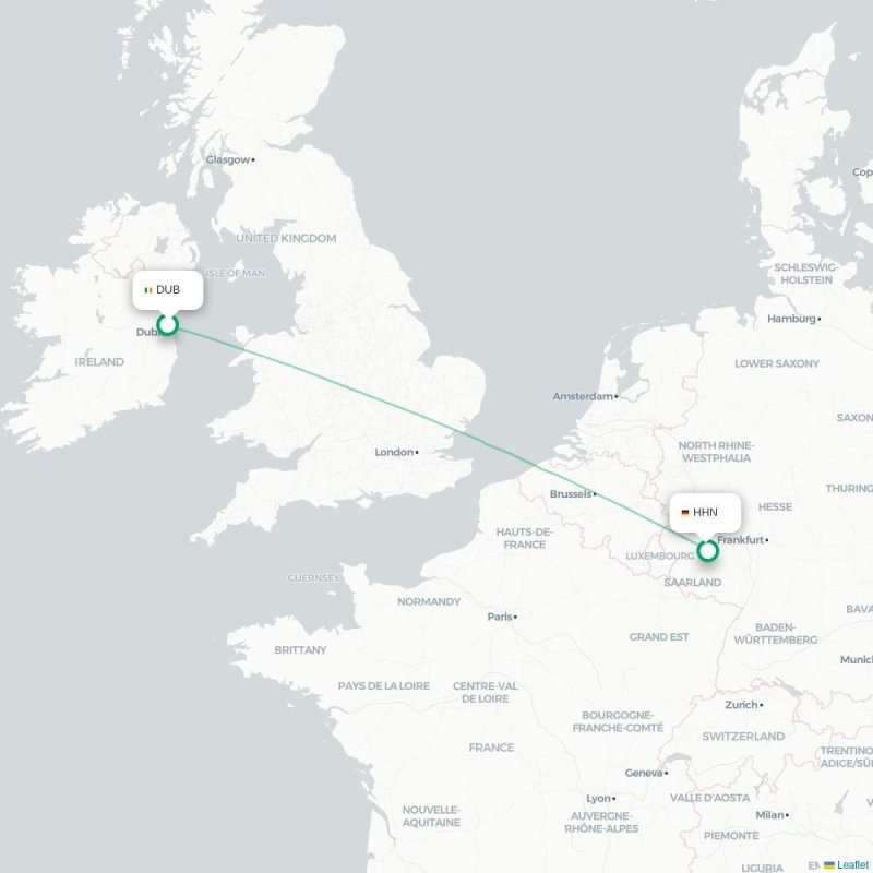 DUB - HHN route map