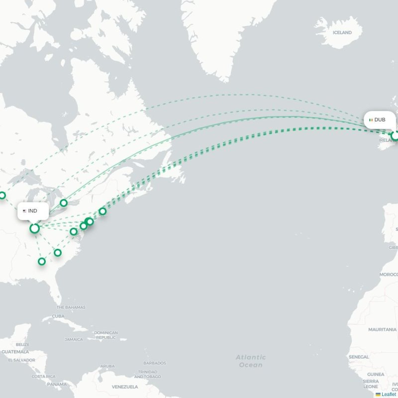 DUB - IND route map