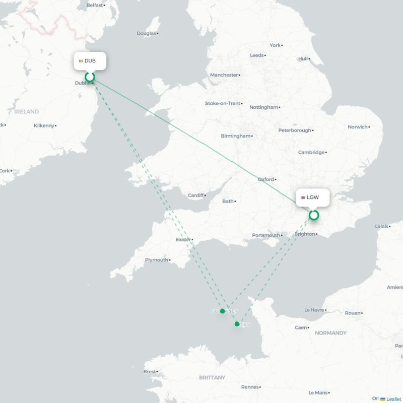 DUB - LGW route map