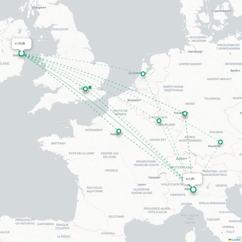 DUB - LIN route map
