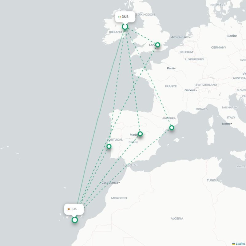 DUB - LPA route map