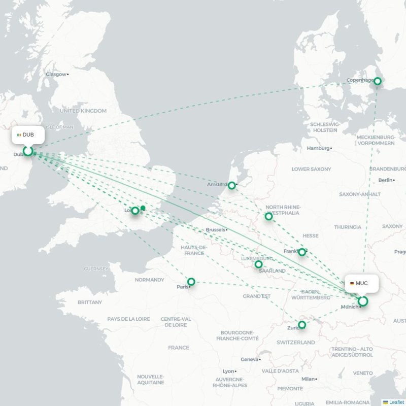 DUB - MUC route map