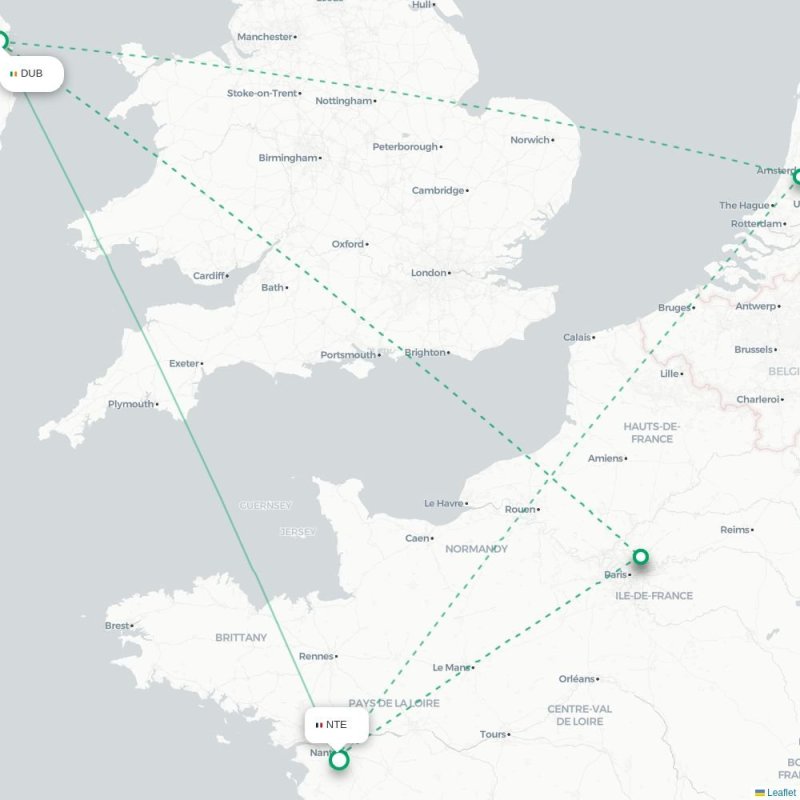 DUB - NTE route map