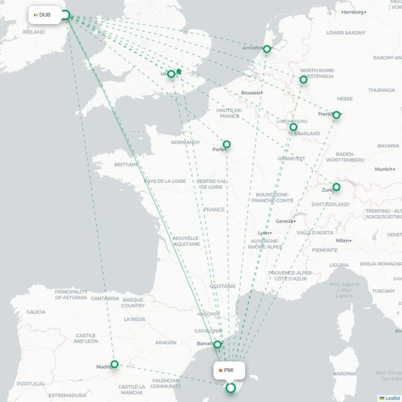 DUB - PMI route map