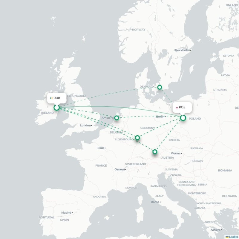 DUB - POZ route map
