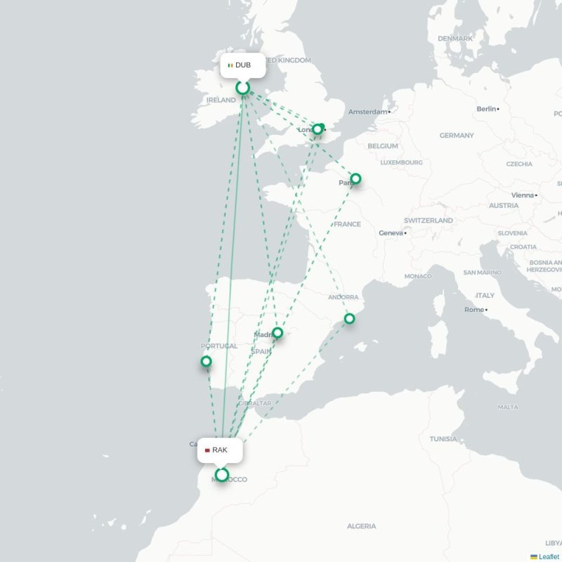 DUB - RAK route map