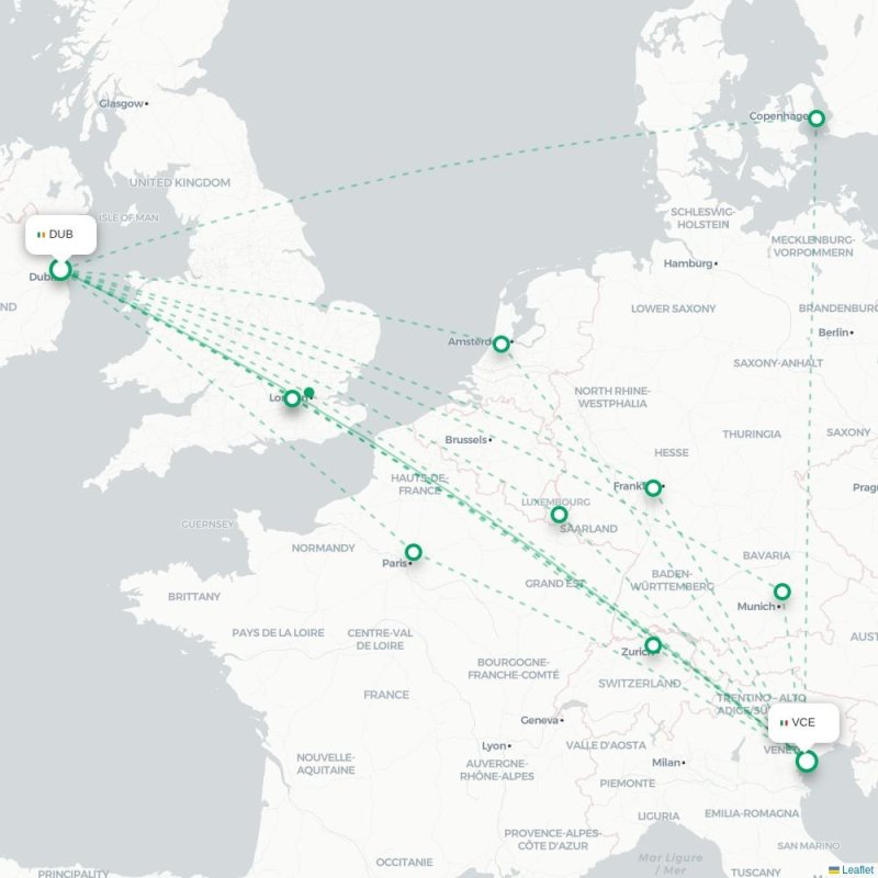 DUB - VCE route map