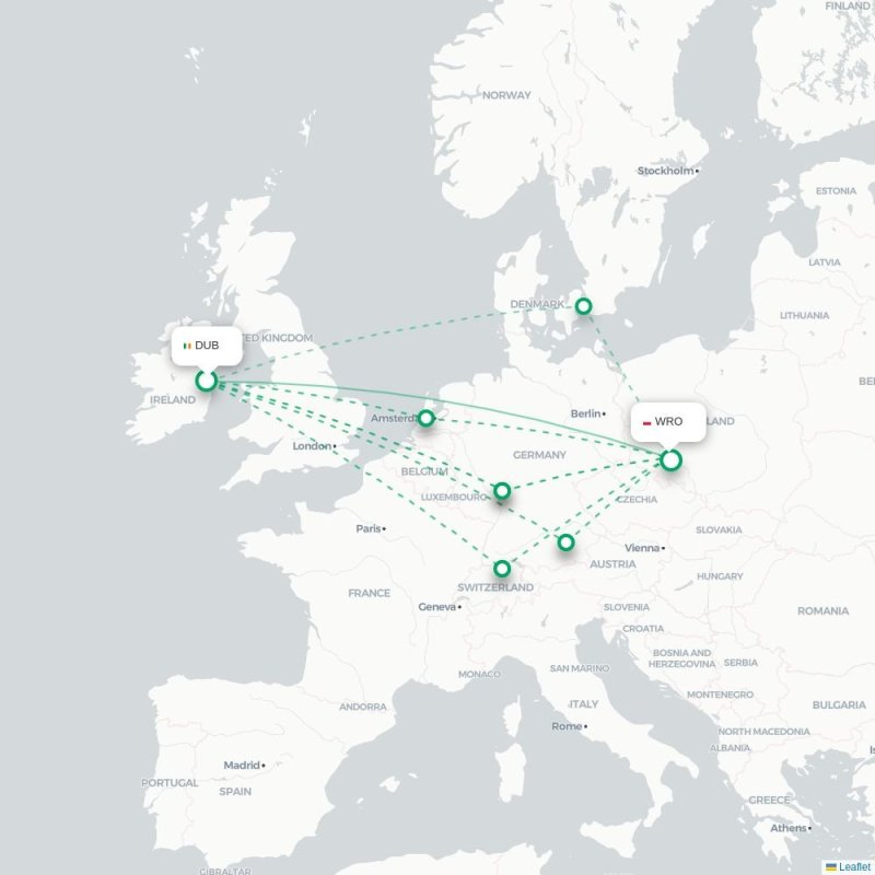 DUB - WRO route map