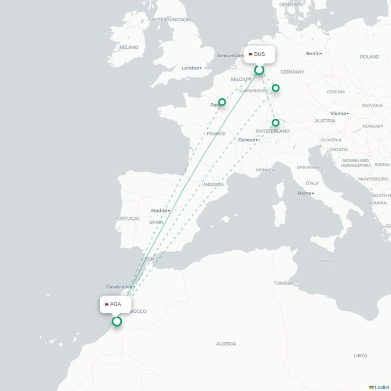 DUS - AGA route map