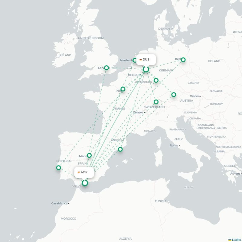 DUS - AGP route map