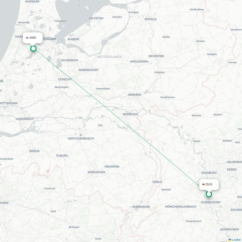 DUS - AMS route map