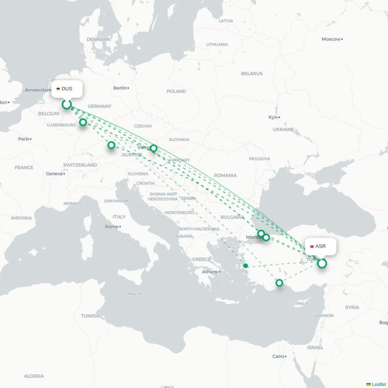 DUS - ASR route map