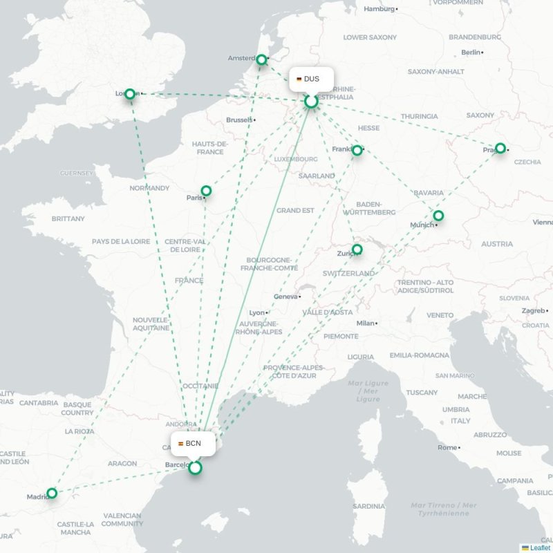 DUS - BCN route map