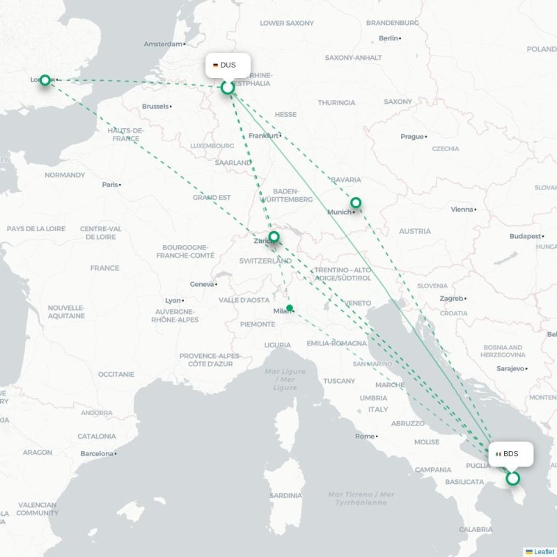 DUS - BDS route map
