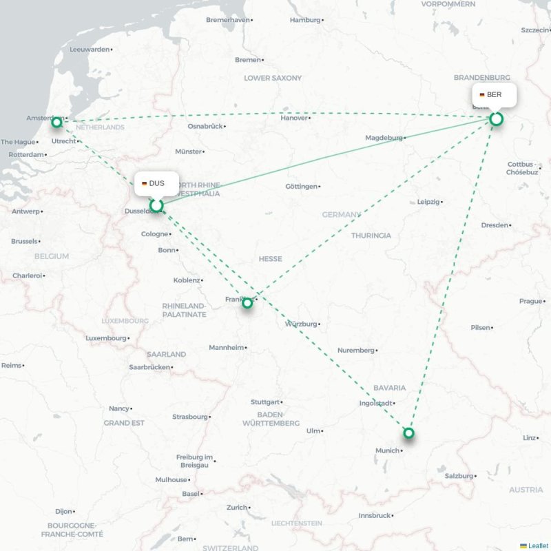 DUS - BER route map