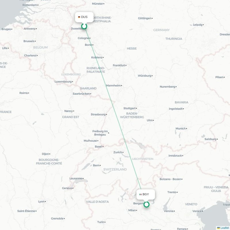 DUS - BGY route map