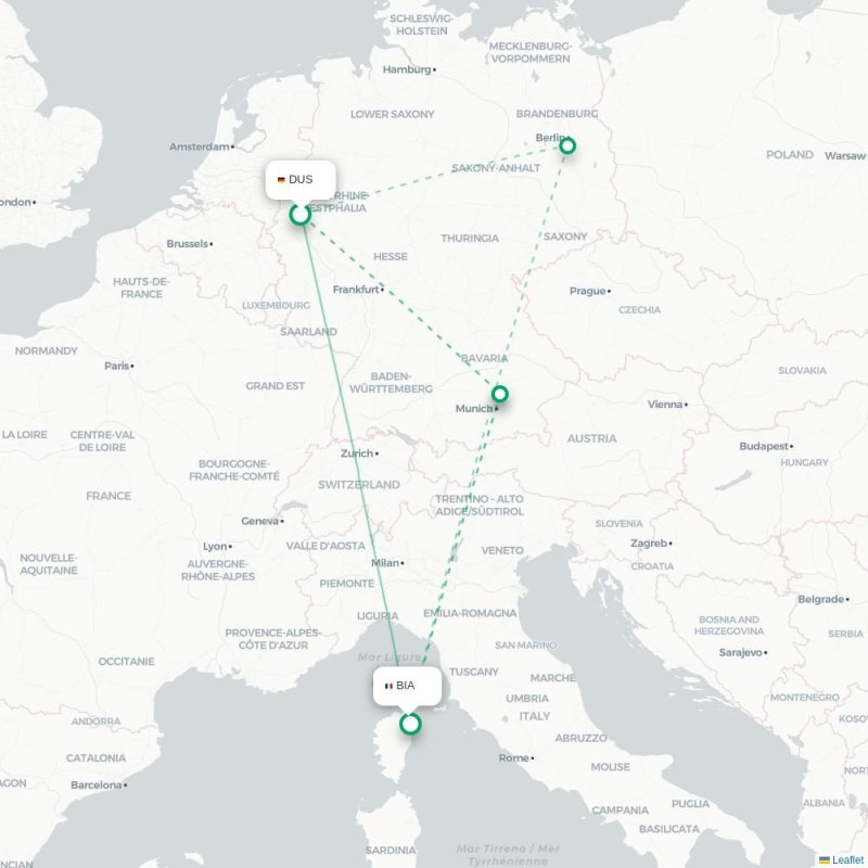 DUS - BIA route map