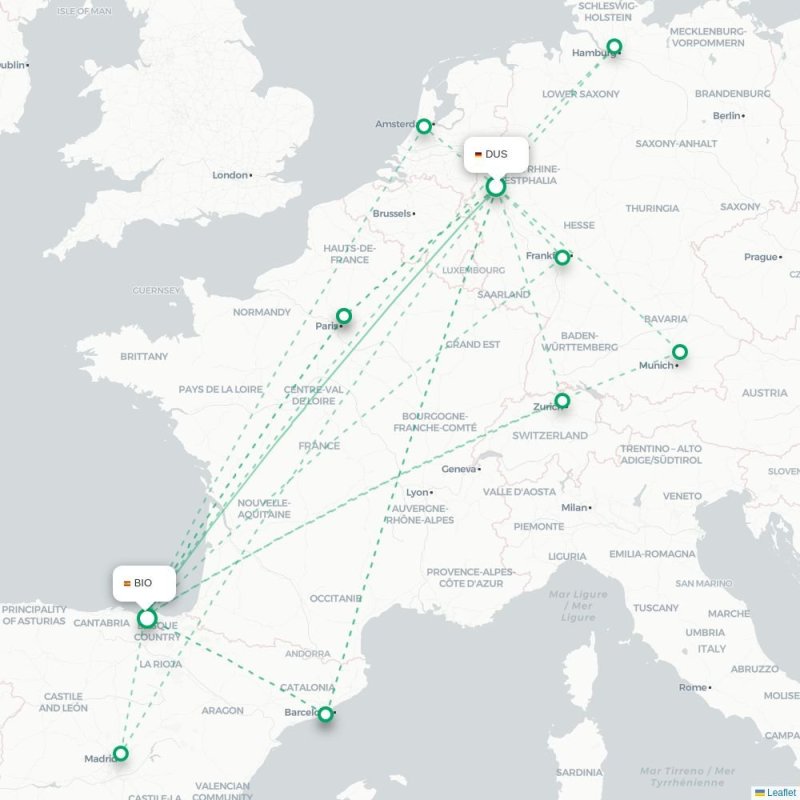 DUS - BIO route map