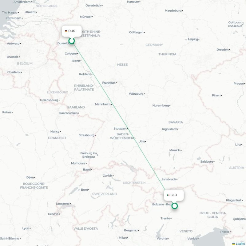 DUS - BZO route map