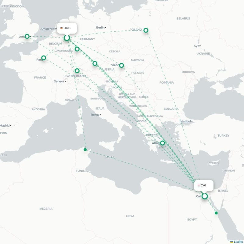 DUS - CAI route map