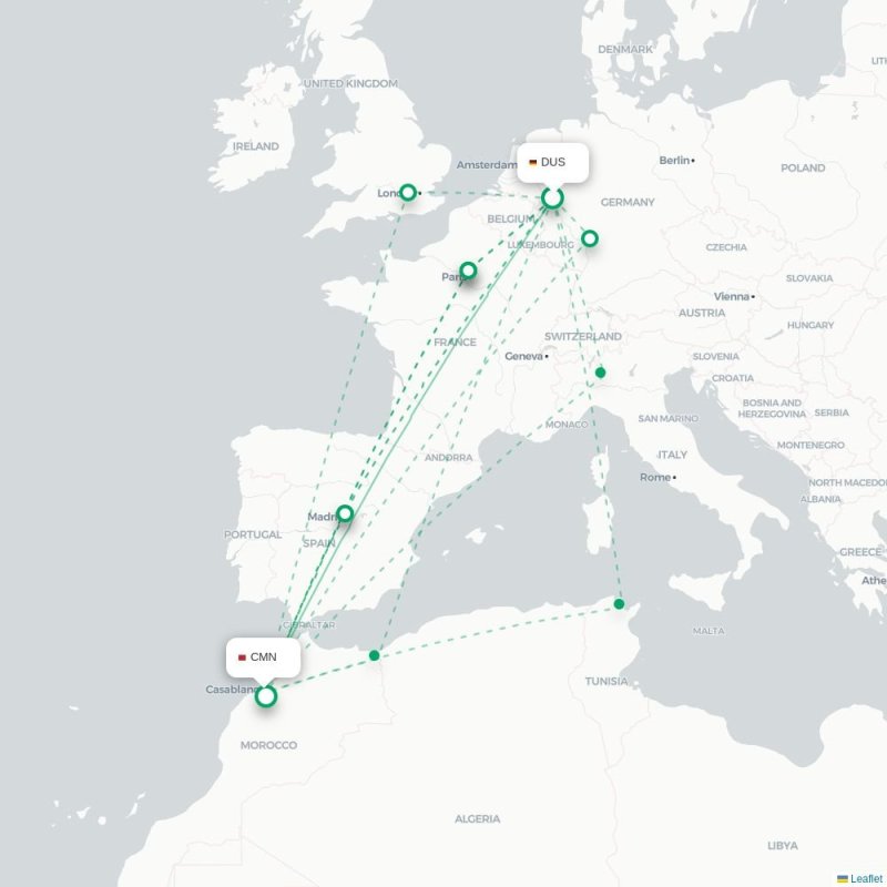 DUS - CMN route map
