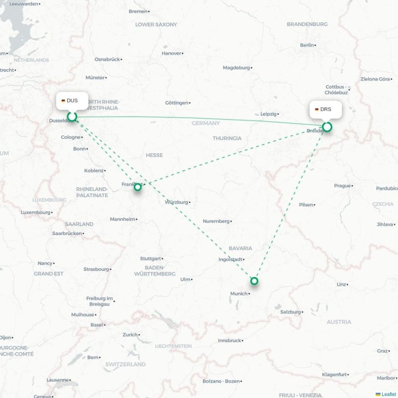 DUS - DRS route map
