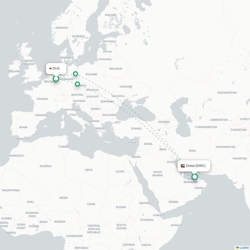 DUS - DWC route map