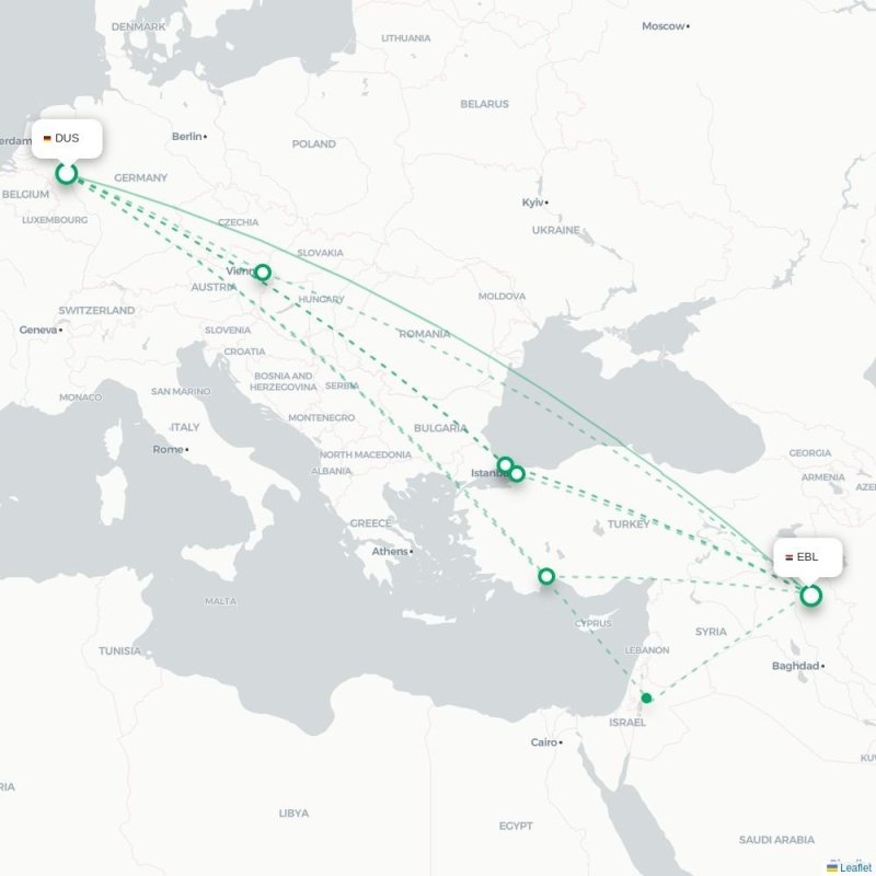 DUS - EBL route map