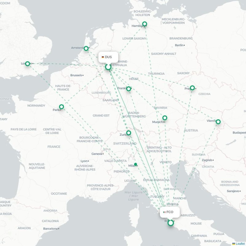 DUS - FCO route map