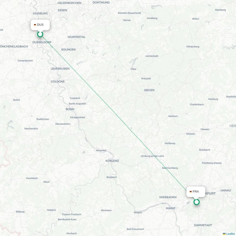 DUS - FRA route map