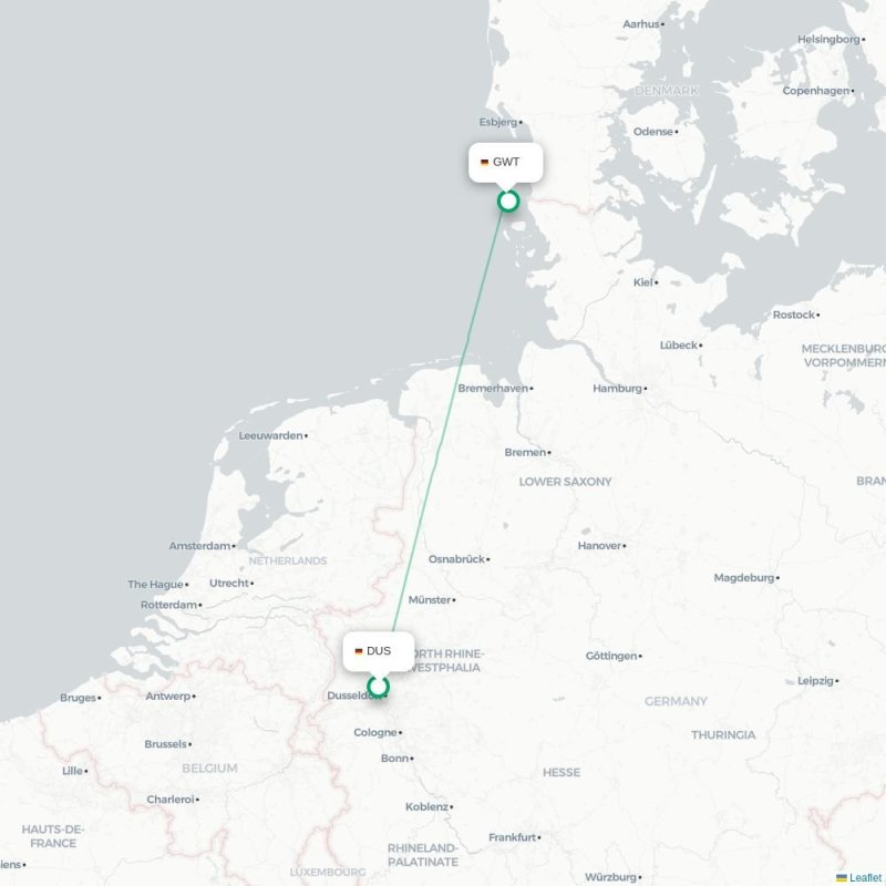 DUS - GWT route map