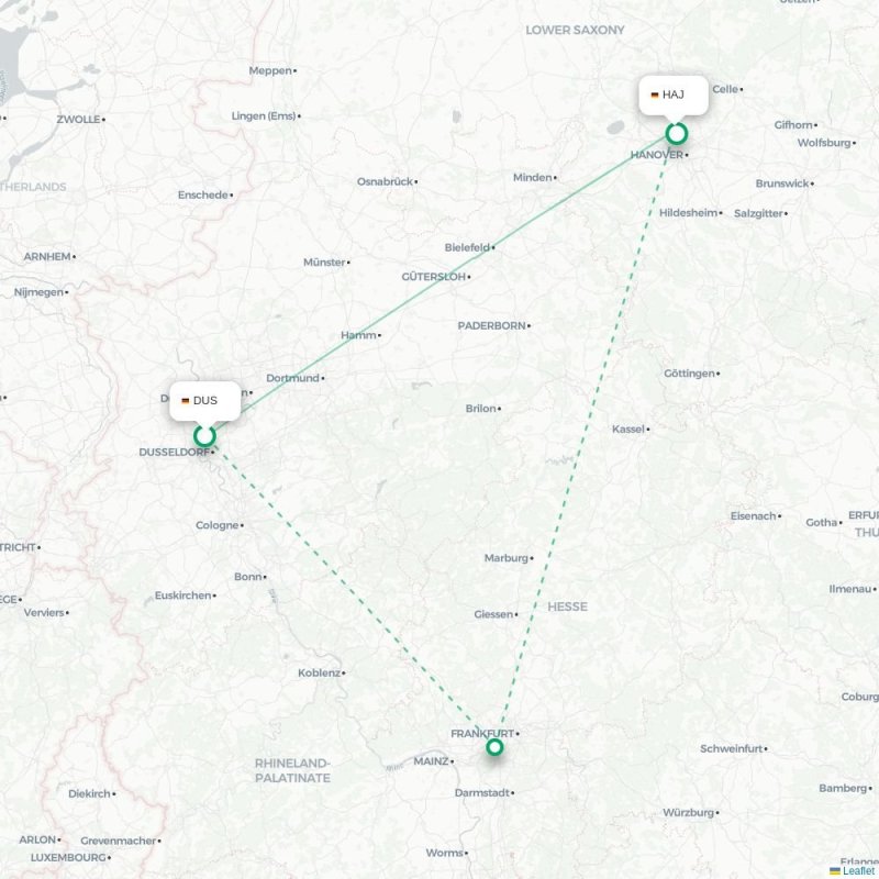 DUS - HAJ route map