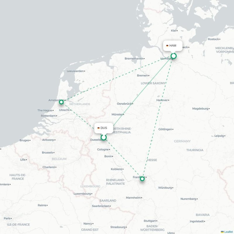 DUS - HAM route map