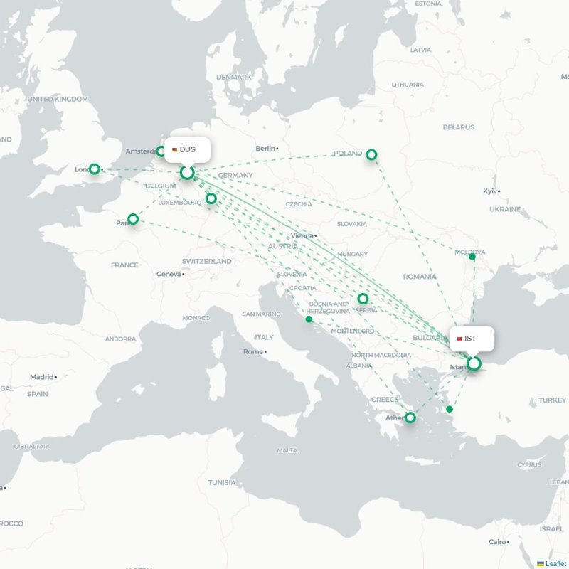 DUS - IST route map