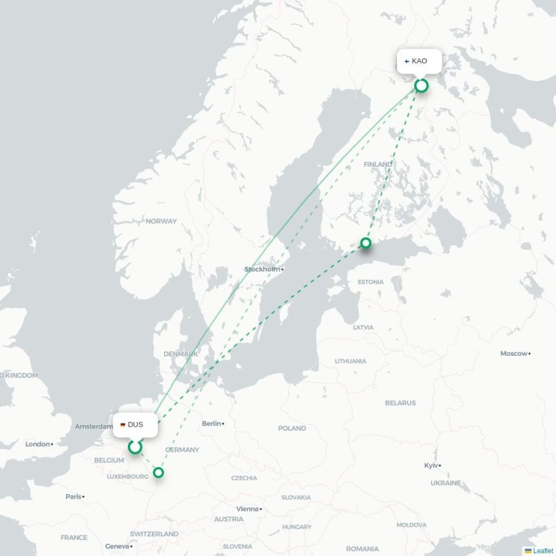 DUS - KAO route map