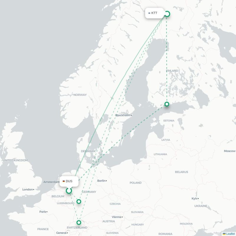 DUS - KTT route map