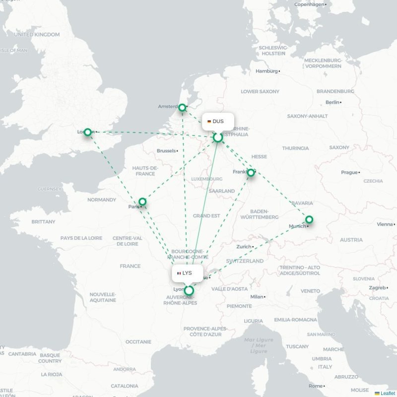 DUS - LYS route map