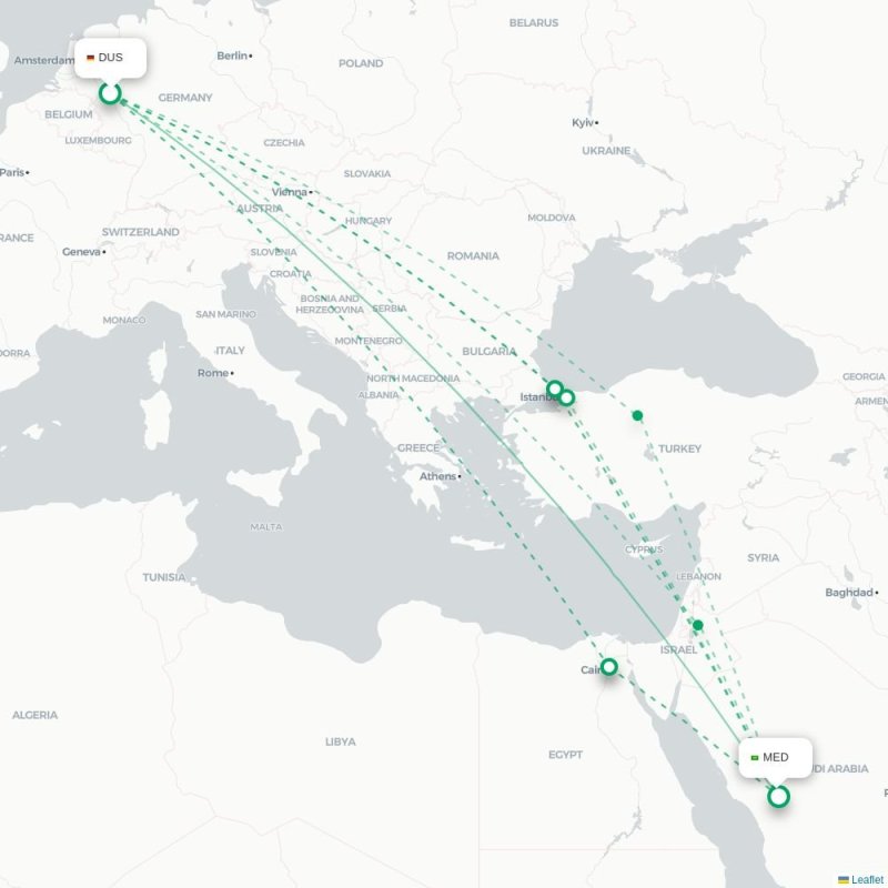 DUS - MED route map