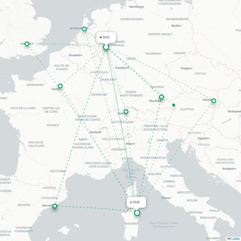 DUS - OLB route map