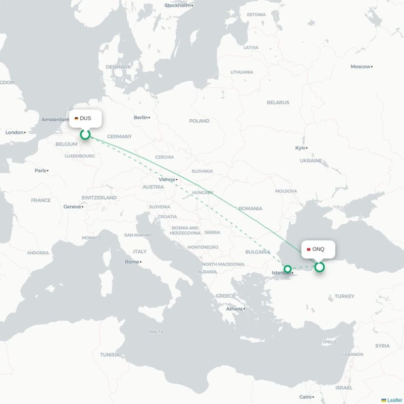 DUS - ONQ route map