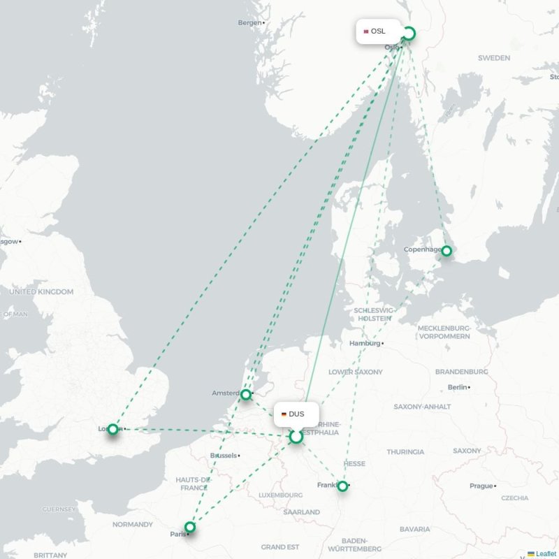 DUS - OSL route map