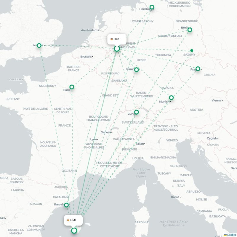 DUS - PMI route map
