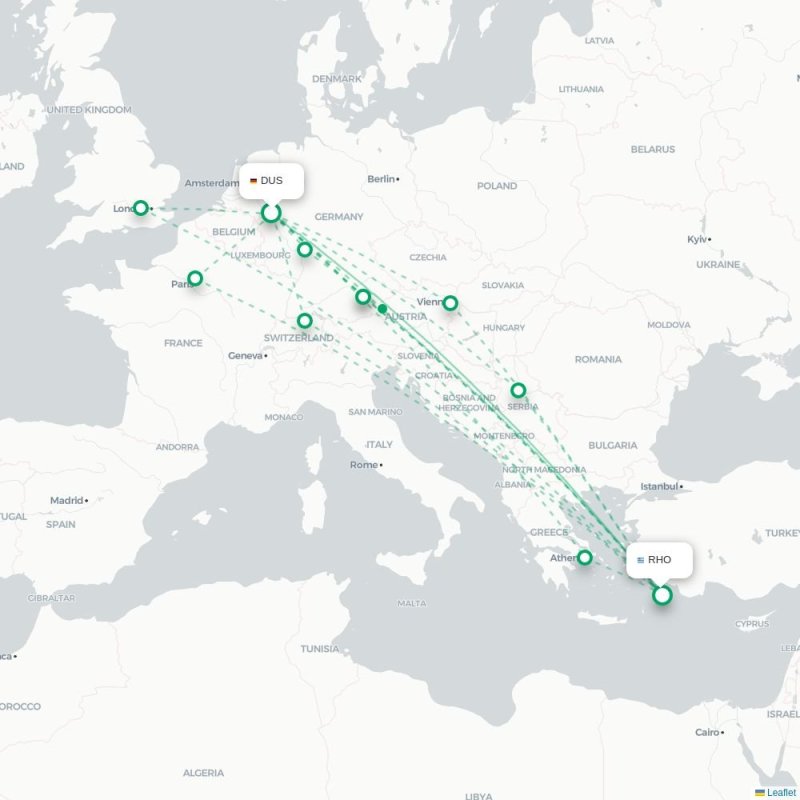 DUS - RHO route map