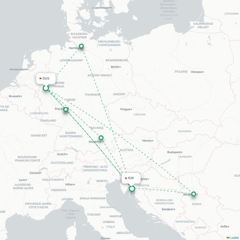 DUS - RJK route map