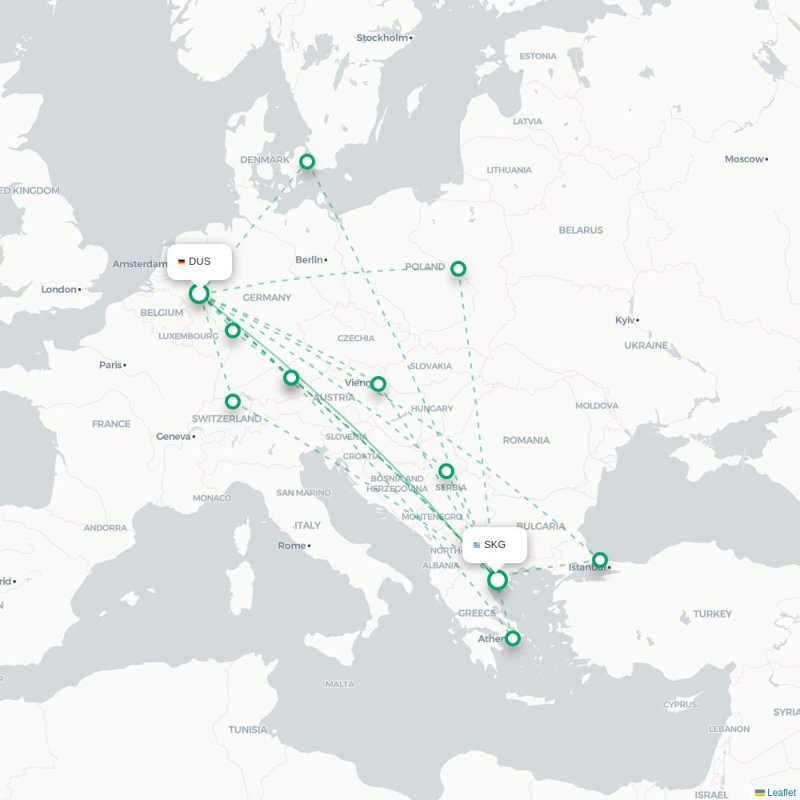 DUS - SKG route map