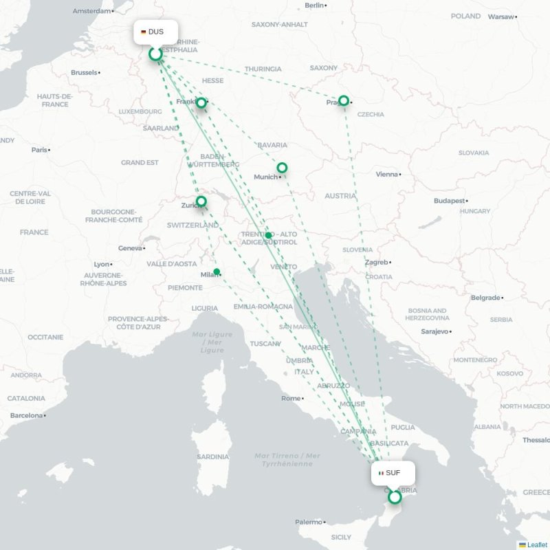 DUS - SUF route map