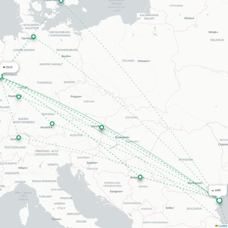 DUS - VAR route map