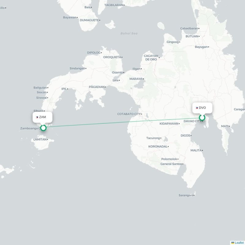 DVO - ZAM route map