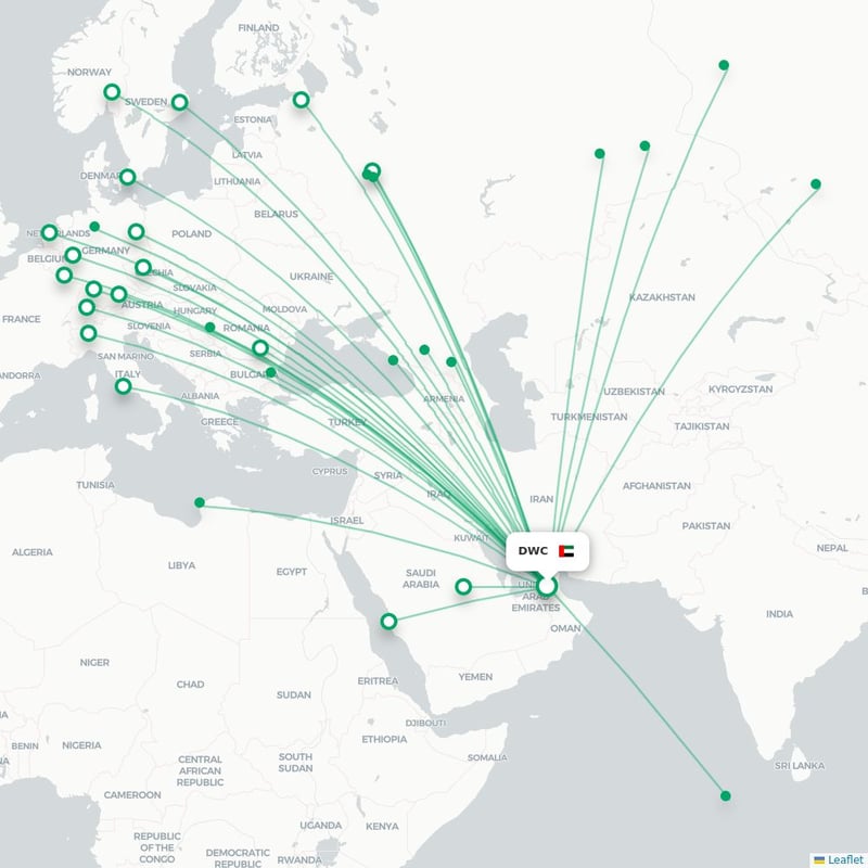 Route map Dubai  DWC airport