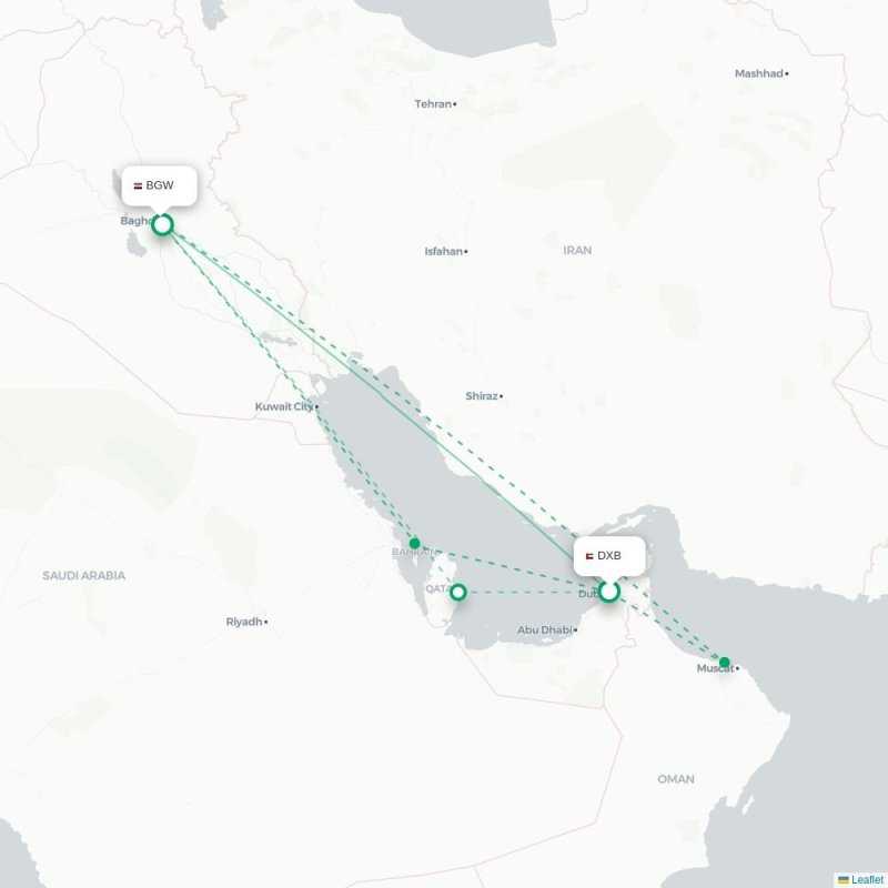 DXB - BGW route map
